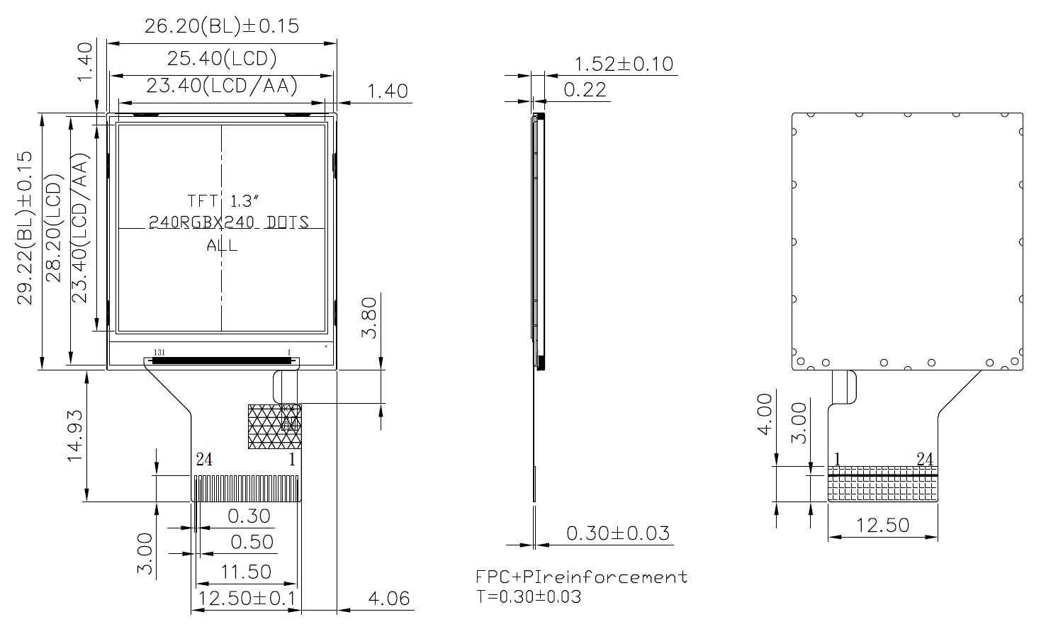 1.3 Inch TFT IPS LCD display, 240×240 pixels, MCU/SPI/RGB Interface — image 3