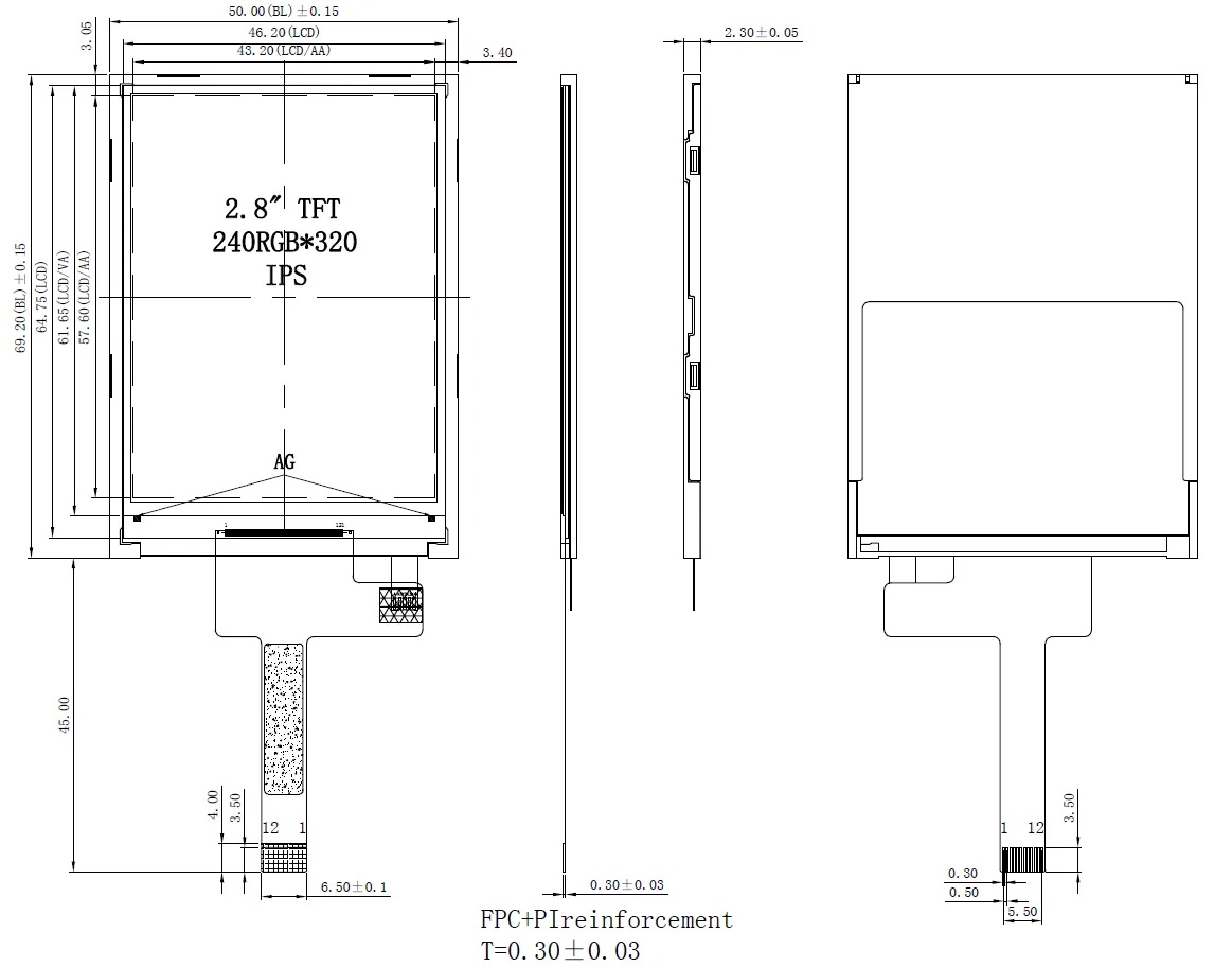 2.8” TFT Display 320x240 with Touchscreen, SPI Interface, ST7789V2 Driver — image 3