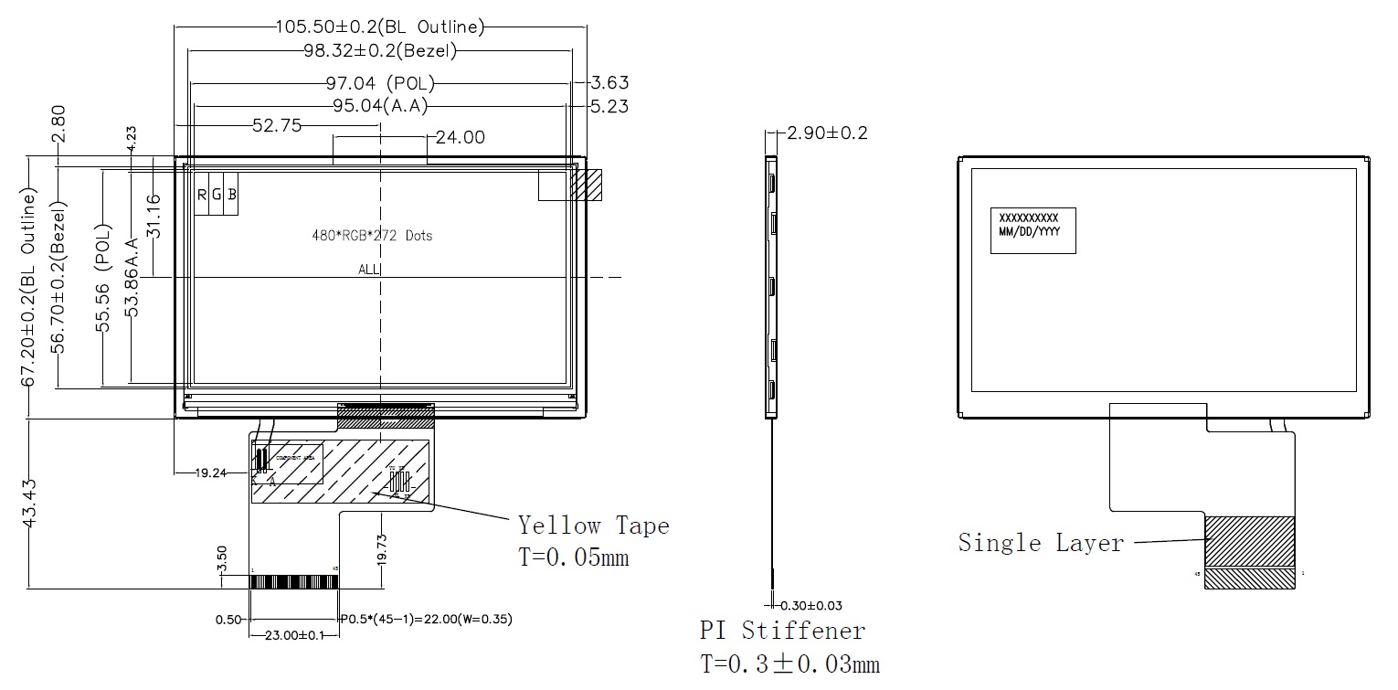 4.3 inch TFT LCD Display 480x272 with Capacitive Touch Screen, RGB Interface — image 3