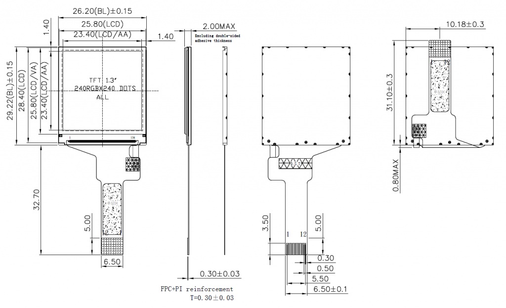 MINI LCD Display: 1.3'' Wide Angle TFT LCD Touch Screen 240x240 — image 3