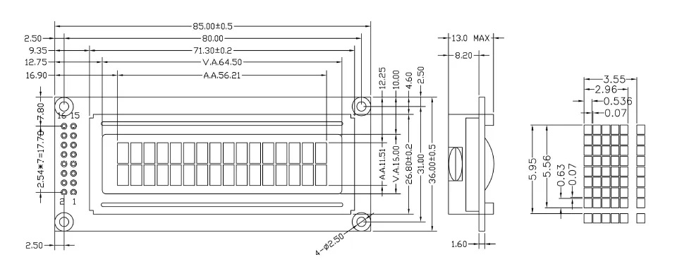 16x2 LCD Display Price of China Factory, Character LCD Module 16 Pins — image 4