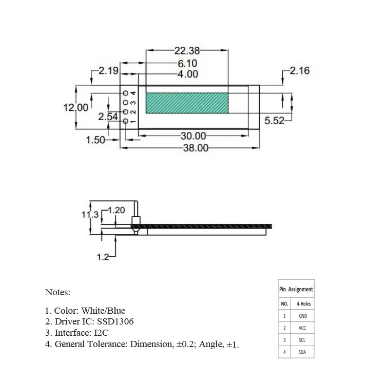 Monochrome 128x32 I2C OLED Graphic Display Supplier — image 3