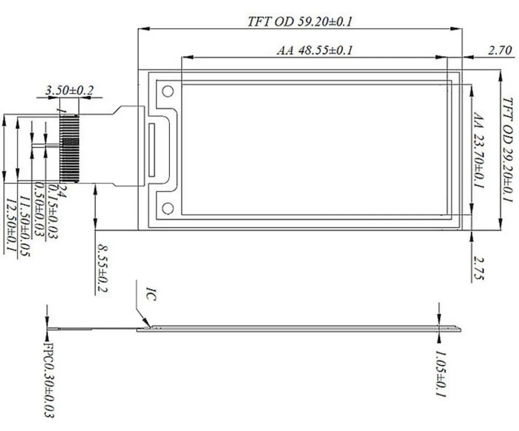 2.13 inch E-Ink Display, 250×122, SPI Interface, alternate view